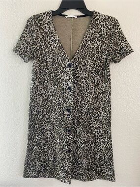 Mango Leopard Animal Print Casual Mini Dress Autumn Vintage Y2K Party Dress